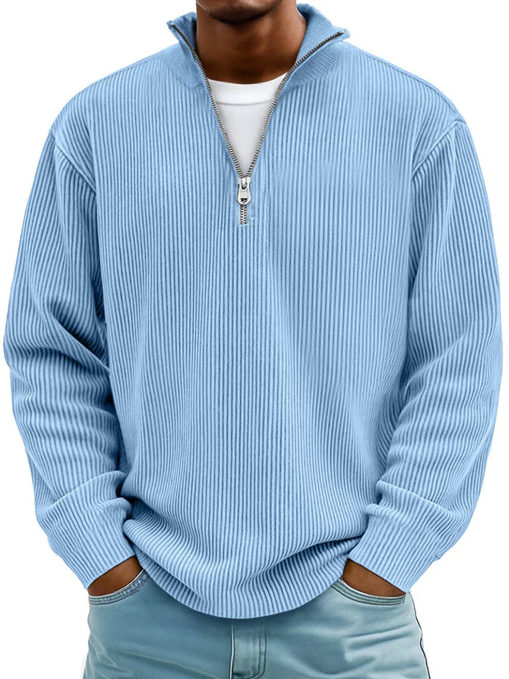 GASPARD™ | Pull Col Zippé Côtelé Marc