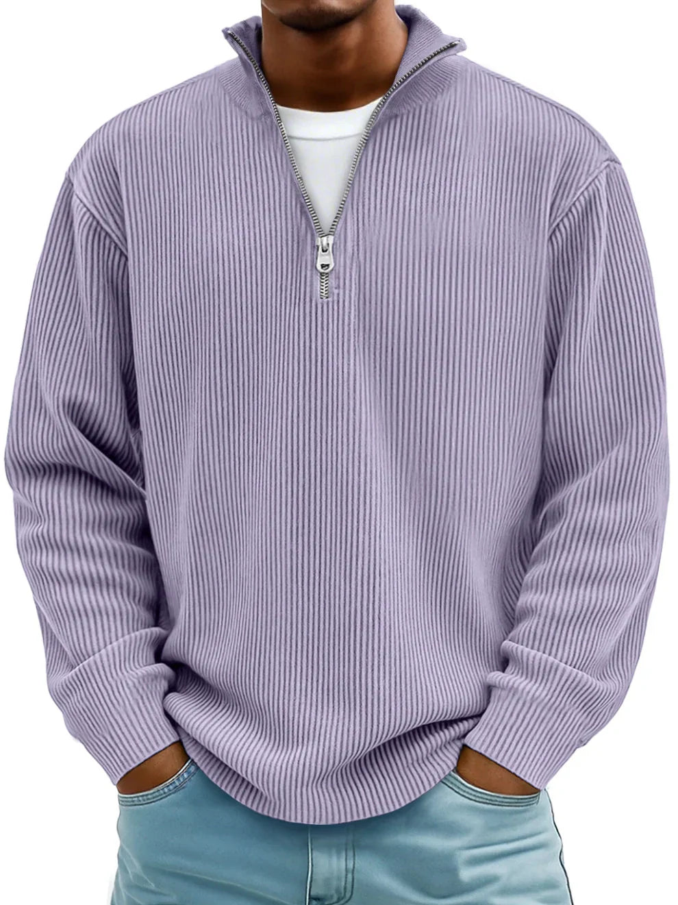 GASPARD™ | Pull Col Zippé Côtelé Marc