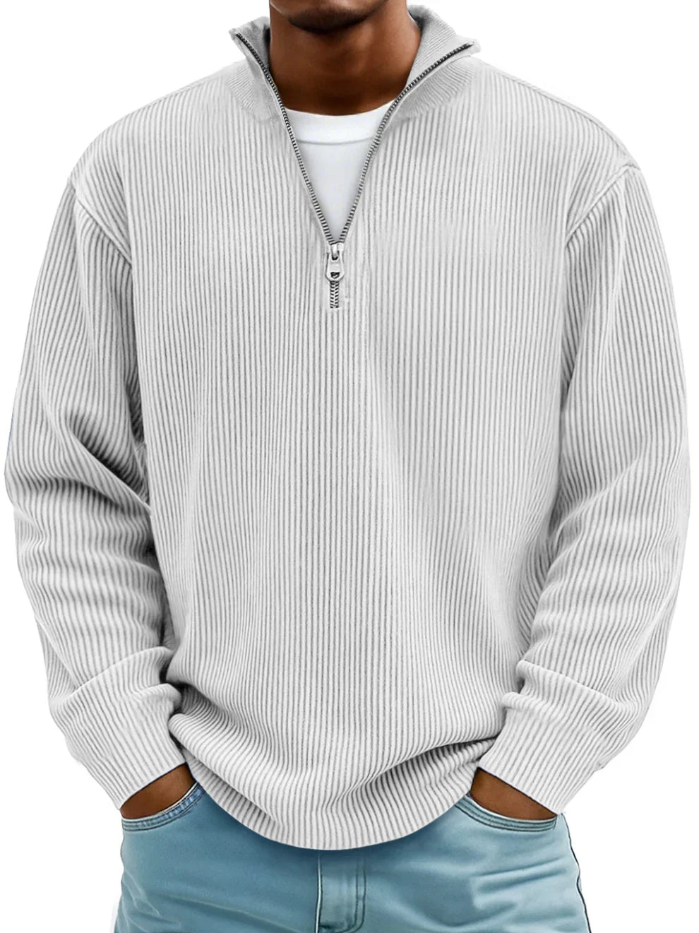 GASPARD™ | Pull Col Zippé Côtelé Marc