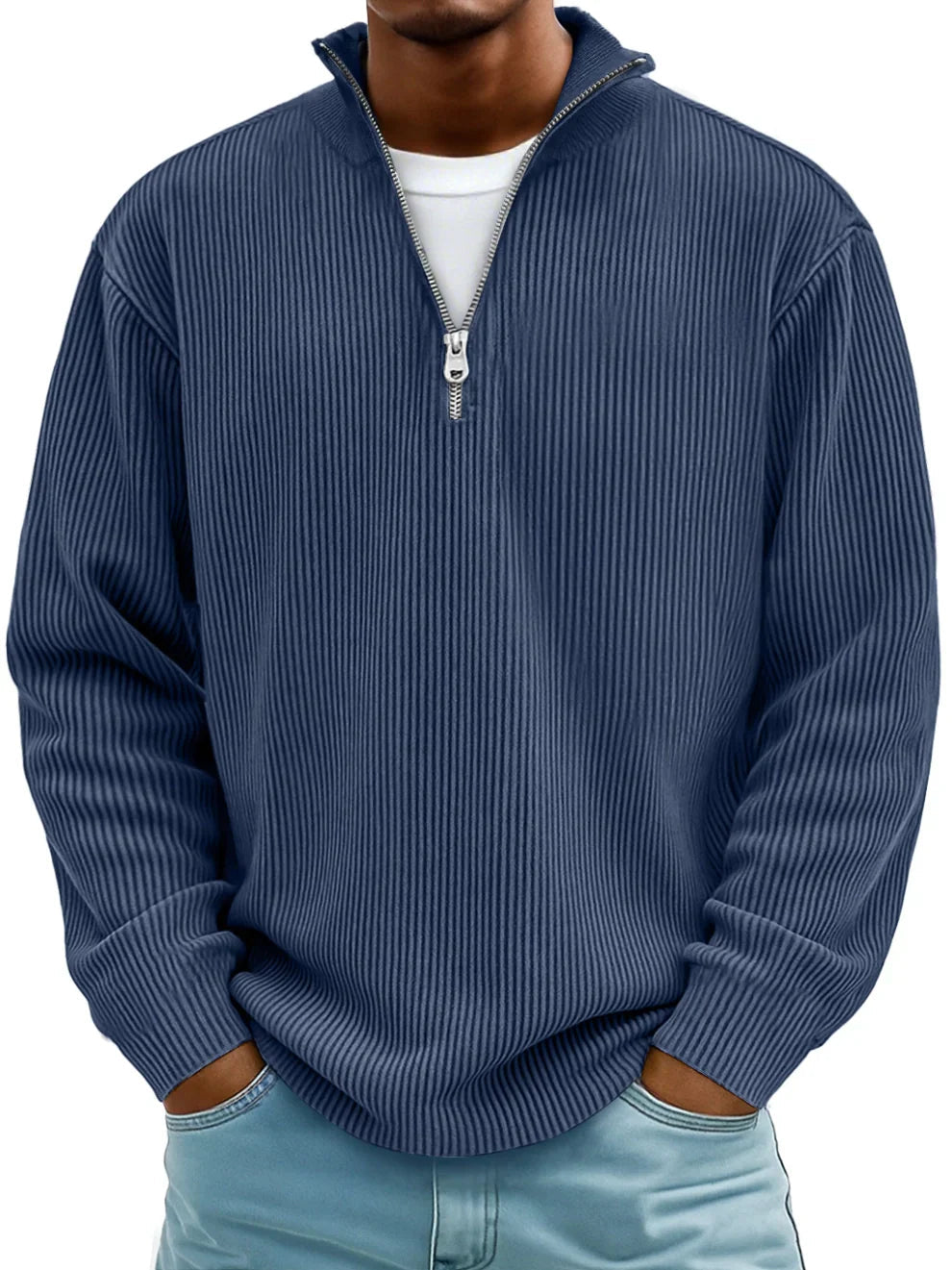 GASPARD™ | Pull Col Zippé Côtelé Marc