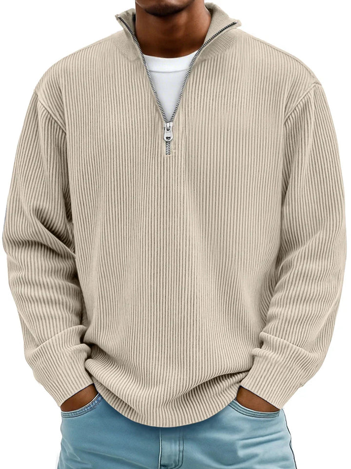 GASPARD™ | Pull Col Zippé Côtelé Marc