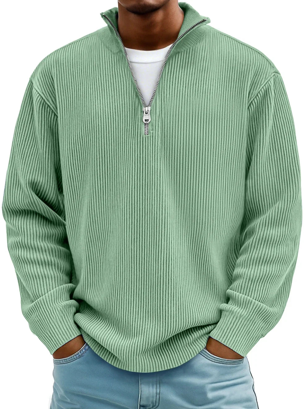 GASPARD™ | Pull Col Zippé Côtelé Marc