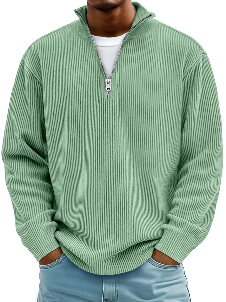 GASPARD™ | Pull Col Zippé Côtelé Marc
