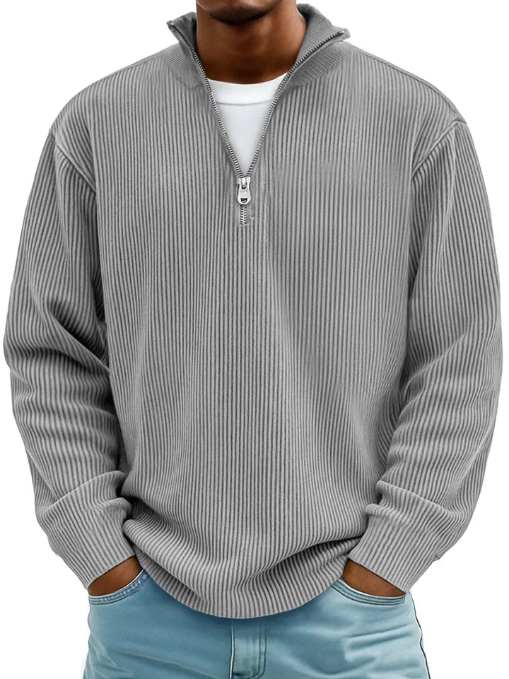 GASPARD™ | Pull Col Zippé Côtelé Marc