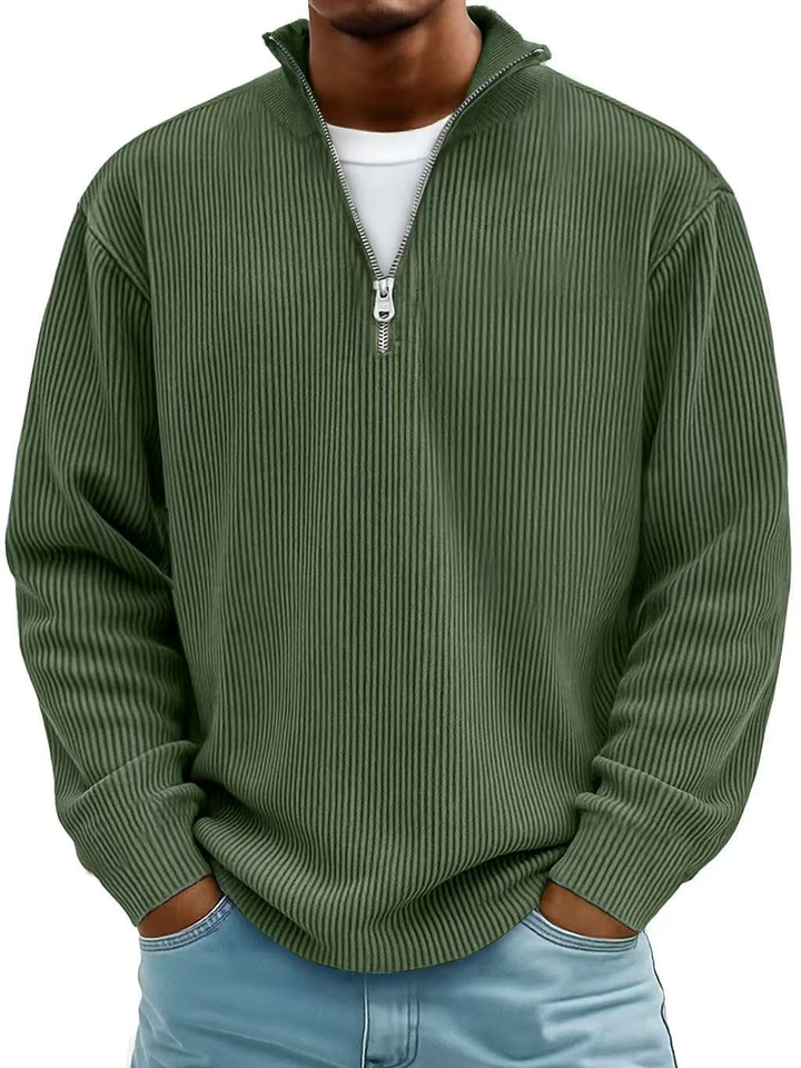 GASPARD™ | Pull Col Zippé Côtelé Marc